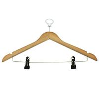 PAMEX - Percha Madera Hotel Antirrobo con Pinzas - 100 Unidades