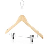PAMEX - Percha Madera Hotel Antirrobo con Pinzas y Aros 45 cm (50)
