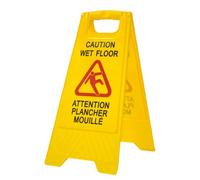 PAMEX Señal de Suelo Mojado. Cartel Plegable Señalización Advertencia Mojado Color Amarillo. Advertencia Superficie Resbaladiza. En Inglés y Francés