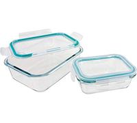 PAMEX Set 2 Fiambreras Borosilicato 370 ml. + 1040 ml. - Recipientes de Borosilicato para Alimentos, con Cierre, Reutilizable, Rectangular, Higiénico, No Retiene Olores Ni Sabores