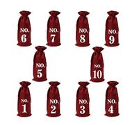 PAMINGONO 10 Bolsas de Yute para Vino Numeradas 1-10 Color Vino Rojo Cordón Resistentes y Duraderas para Fiestas y Decoración Ideales para Botellas y Regalos Obsequios