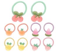 PAMINGONO 10 piezas Coleteros Elásticos para Niñas Lazos Transparentes con Motivos de Frutas Accesorios Suaves y Coloridos para Peinados Infantiles