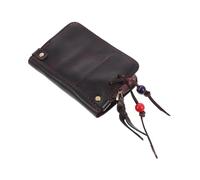 PAMINGONO 1pieza Bolsa de Llaves de Cuero Auténtico con Cierre Cremallera Almacenamiento para Llaves de Coche Carnet de Conducir y Tarjetas Diseño Elegante y Funcional Color Marrón Oscuro
