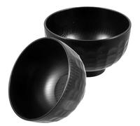 PAMINGONO 2 Cuencos Japoneses para Sopa Miso de Plástico Negro, Prácticos Borde Liso, Estilo Japonés Creativo para Restaurante y Uso Diario