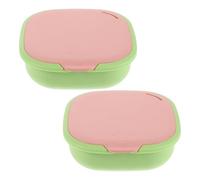 PAMINGONO 2 Piezas Estuche Portátil para Guardar Alineadores Invisibles y Retenedores, 2 Piezas, Color Verde Rosa, con Espejo Integrado, Diseño Delgado y Espacioso para Cuidado Bucal y