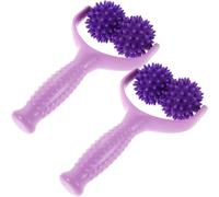 PAMINGONO 2 piezas Rodillo de Masaje Y Forma con Bolas Ergonómicas para Relajación Muscular Profunda Masajeador Portátil para Cuello Hombros y Piernas de Tonos Púrpura