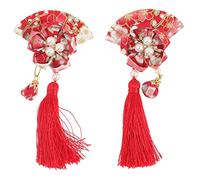 PAMINGONO 2 Piezas Tocado Japonés Diseño de Abanico y Borlas Accesorios Elegantes para Mujeres y Niñas para Bodas Sociales
