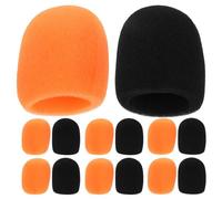 PAMINGONO 20 Fundas para Micrófono de Esponja Antiviento Paquete 20 Piezas Negro y Naranja Protección contra Salpicaduras para Karaoke y Eventos