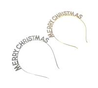 PAMINGONO 2piezas Diademas Letras y Gemas De Imitación Diseño De Feliz Navidad Accesorios Navideños Cabello