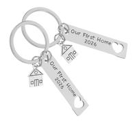 PAMINGONO 2piezas Llavero Hueco de Metal Forma de Corazón para Casa Nueva de Acero Inoxidable Obsequio de Inauguración de Casa