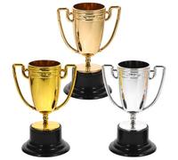 PAMINGONO 3 Piezas Mini Trofeos de Plástico para Premios Deportivos Brillantes para Competición de Baloncesto Decoración Portátil para Fiestas Infantiles Trofeos de Participación y