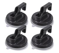 PAMINGONO 4 Ganchos de Ventosa para Baño, Resistentes y Reutilizables, Gancho de Succión para Pared de Ducha, Plástico Color Gris Oscuro, Ideales para Colgar Toallas, Batas y Esponjas,