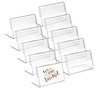 PAMINGONO 48 Soportes Transparentes para Carteles Forma de L Portatarjetas de Plástico Rigido de 60X40X28 MM Porta Etiquetas para Mesa Expositores Estables para Oficina Tienda y