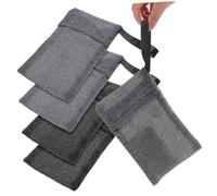 PAMINGONO 4piezas Bolsa De Jabón Exfoliante Funda De Malla Para Barra De Jabón Suave Diseño De Textura De Olas Grises y Negros