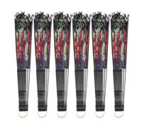PAMINGONO 6 Abanicos Plegables de Encaje con Rosas Abanicos de Mano para Mujer Estructura Negra Ligeros y Portátiles Ideales para Bodas Fiestas y Eventos de Cosplay Españoles