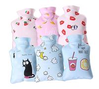 PAMINGONO 6 Bolsas de Agua Caliente PVC Mini Tamaño Pequeño Calentadores Portátiles para Manos y Pies Diseño Infantil Divertido Labios Rojos Plátano Fresa Taza Nube Gato para Uso