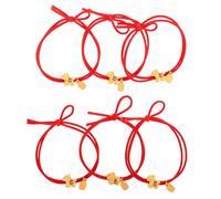 PAMINGONO 6 Cintas Elásticas Rojas para Pelo, Accesorios de Peinado sin Daño, Obsequio Festivo para Niñas y Bebes en Año Chino