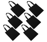 PAMINGONO 6 Piezas Bolsa de Lona Reutilizable para Pintar 35x30 Cm, Negras con Asas Resistentes, Bolsa de Tela Grande para Manualidades, Compras, Playa y Proyectos Artísticos