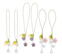 PAMINGONO 6 piezas Llavero para Móvil con Colgante de Flor Tulipán Correa Decorativa para Smartphone Pulsera Delicada para Llevar Muñeca Accesorios Resistentes para Evitar Pérdida