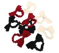 PAMINGONO 9 Coleteros de Satén Lazo Doble Capa Gomas Elásticas Antideslizantes Pelo en Negro y Burdeos Accesorios Versátiles para Coletas y Peinados Femeninos