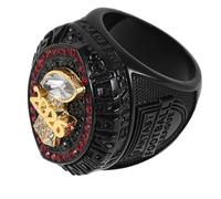 PAMINGONO Anillo de Campeonato de Fútbol 2026 Negro Diamante Rojo, Anillo de Trofeo de Campeón de Fantasía Talla 11, Joyería Deportiva para Fanáticos y Coleccionistas