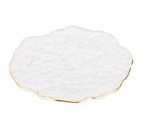 PAMINGONO Bandeja de Vidrio para Servir Frutas Elegante con Borde Dorado Estilo Nórdico Plato Irregular Reutilizable para Fiestas Bodas y Eventos Familiares Resistente y Práctica