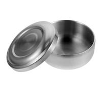 PAMINGONO Bol de Jabón de Afeitar de Acero Inoxidable con Tapa Recipiente Práctico para Crema de Afeitar Hombre para Baño Barbería y Peluquería Color Plata