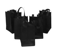 PAMINGONO Bolsa de Tela No Tejida para 4 Botellas de Vino Reutilizable Gruesa Base Reforzada Color Natural Pack de 6 Unidades Portabotellas Adecuado para Obsequio Fiestas y Camping