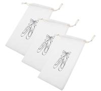PAMINGONO Bolsa para Zapatos de Ballet para Mujer, 3 Piezas, Ligera y Fácil de Limpiar, Hecha de Algodón Blanco, Adecuado para Aprender Ballet