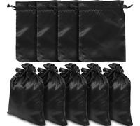PAMINGONO Bolsas Para Joyería De Satén Negro 20x15 Cm 20 Unidades Cordón Integrado Reutilizables Para Embalaje De Regalos Fiesta Cumpleaños Comunión