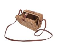 PAMINGONO Bolso de ratán tejido para mujer, bolso de hombro de cuero, cesta cuadrada pequeña, bolso de playa de verano, para