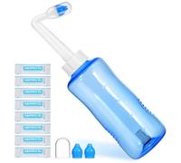 PAMINGONO Botella de Lavado Nasal de 500 Ml con Sal para Irrigación Nasal, Material Plástico Confiable y Boquilla Angular para Limpieza Efectiva de Senos Nasales