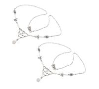 PAMINGONO Cadena Cabello Gótica Frente 2 Piezas Tamaño Único Color Claro para Mujer y Niña Boda Fiesta Ceremonia Tocado Frontal Cuentas