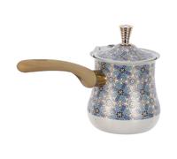 PAMINGONO Cafetera Turca de Acero Inoxidable 720 Ml con Mango de Madera Calentador para Estufa Compatible Inducción y Gas Tetera Árabe Tradicional para Café Turco y Leche Diseño Retro