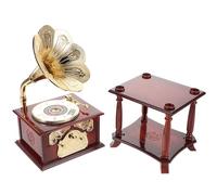 PAMINGONO Caja de Música Retro Gramófono Mini Tallada Mano Diseño Vintage Compacto con Melodías Clásicas Decoración Elegante para Mesa Regalo Original para Amantes Música