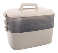 PAMINGONO Caja Organizadora de Botiquín Médico Portátil de Plástico Transparente con Tres Capas y Compartimentos Sellados, Asa de Transporte, Botiquín de Emergencia Familiar Adecuado