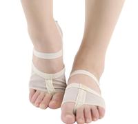 PAMINGONO Calcetines de Baile Punta Abierta XL Zapatos de Ballet de Suela Blanda Resistentes Color Piel Elásticos para Gimnasia Yoga y Danza Latina