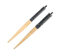 PAMINGONO Cepillo Pelo Redondo de Madera 2 Piezas, Pequeño y Grande, Antiestático, Cerdas de Nailon, para Peinar, Rizar y Masajear Cuero Cabelludo, Uso Profesional en Cuidado del Cabello