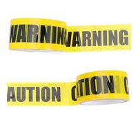 PAMINGONO Cinta de Precaución Adhesiva Antideslizante 2 Rollos Amarillo Texto Negro Señal de Advertencia para Suelo y Decoración de Halloween Resistente y Durable para Uso Escuelas y