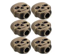PAMINGONO Clavijas de Afinación para Guitarra Eléctrica y Acústica, 6 Botones Metálicos Diseño de Calavera en Bronce, Piezas de Repuesto Resistentes y Antideslizantes, Accesorios