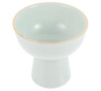 PAMINGONO Copa de Postre de Cerámica Verde Menta Borde Dorado, Vaso para Yogur y Helado, Tazón Alto Reutilizable para Postres, Budines y Gelatinas, Adecuado para Fiestas y Cocina, Práctico