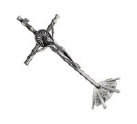 PAMINGONO Crucifijo de Aleación de Zinc Vintage Plateado, Figura Religiosa de Mesa Compacta, Decoración de Cruz de Pie para Sala de Estar y Oficina, Adorno Conmemorativo Resistente