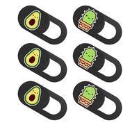 PAMINGONO Cubierta Deslizante para Cámara Web Portátil y Ordenador Diseño Divertido de Aguacate y Cactus Pack de 6 Piezas Protección de Privacidad para Móvil Tablet y Laptop