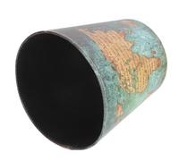 PAMINGONO Cubo de Basura sin Tapa Estilo Retro Diseño Mapa Verde, Cesta de Papel para Desechos de Cuero, Contenedor Descubierto para Oficina y Hogar, Reciclaje y Almacenamiento