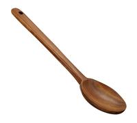 PAMINGONO Cuchara Sopera de Madera de Teca sin Barniz, Utensilio de Cocina Mango Largo, Pala de Madera Natural para Servir y Cocinar, Herramienta Resistente y Segura para Hogar y
