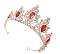 PAMINGONO De Cristal Novia Para Ser Diadema Fuente Para La Fiesta De Bodas Decoraciones De Despedida De Soltera Boda Para Novia Nupcial Dama De Honor Decorativo Rojo Aleación De Zinc