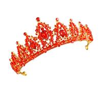 PAMINGONO de Novia de Cristal Rojo Lujo Tocado Artesanal de Aleación con Pedrería Brillante Diadema Nupcial para Boda y Fiesta Accesorio Ligero y Resistente para Madrinas y Princesas