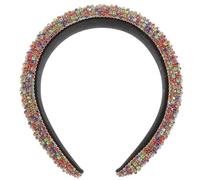 PAMINGONO Diadema Ancha Cabello Esponja y Pedrería de Colores Aro Pelo de Mujer Accesorio Elegante para Fiestas y Uso Diario Aro Tela Suave y Diseño Llamativo