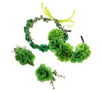 PAMINGONO Diadema Día de San Patricio 4 Piezas, Accesorios Cabello Verdes Flores de Tela Realistas, Pinzas y Peine, Conjunto Festivo para Niñas y Mujeres en Fiestas Irlandesas