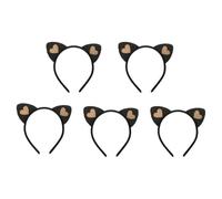 PAMINGONO Diadema Orejas de Gato Negro de Fieltro para Cosplay y Fotos, Accesorios Cómodos y Seguros para Fiesta, Pack de 5 Piezas Diseño Creativo y Adorable